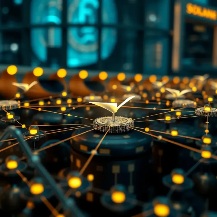 Visualization of Solana blockchain network connections and nodes