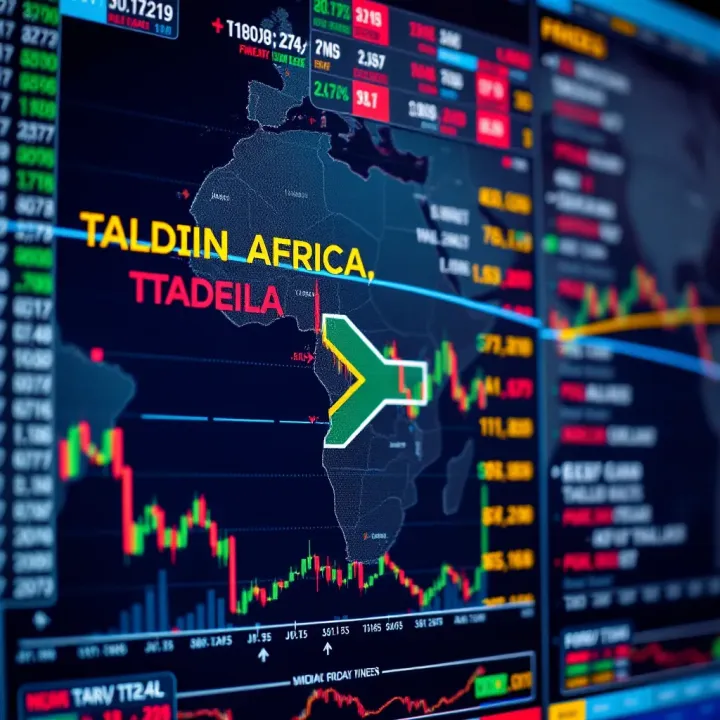 Forex Trading Strategies for South African Traders in Global Markets Map highlighting South Africa with forex trading charts reflecting global market trends