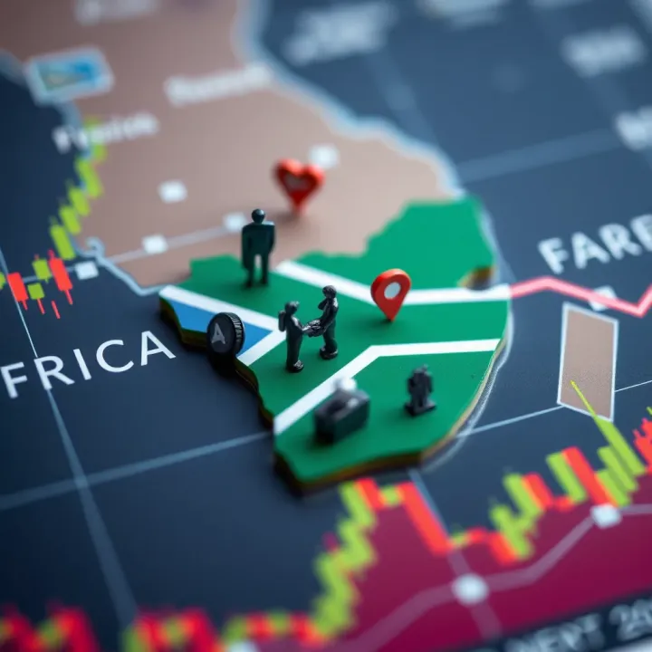 Forex Trading Insights for South African Traders Map highlighting South Africa with forex trading icons symbolizing the local market engagement and trading strategies