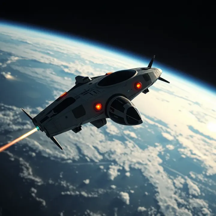 Starship spacecraft orbiting Earth representing future of commercial spaceflight and satellite deployment