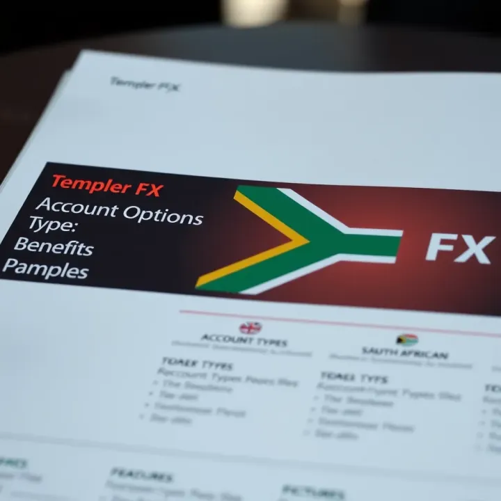 Diagram illustrating different account types and features offered by Templer FX for South African traders