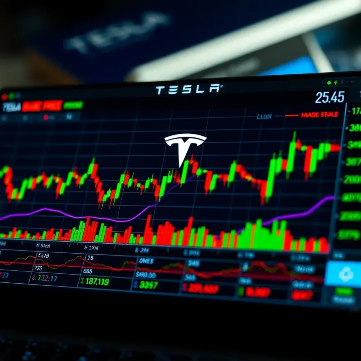Tesla Share Price Trends and Market Indicators Graph depicting Tesla stock price fluctuations with market trend indicators
