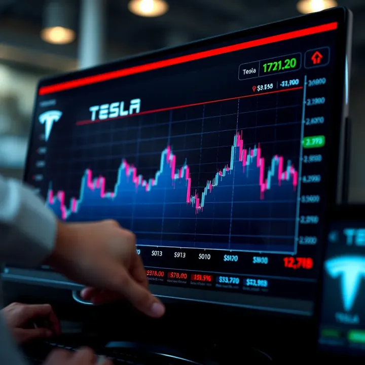 Chart showing Tesla stock price fluctuations over time