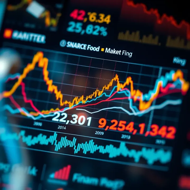 Graph showing diverse stock market sectors contributing to a broad financial index