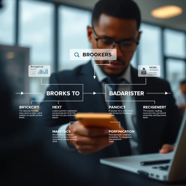 Broker's Role in Connecting Investors to Financial Markets Diagram illustrating the role of a broker connecting investors to financial markets in South Africa