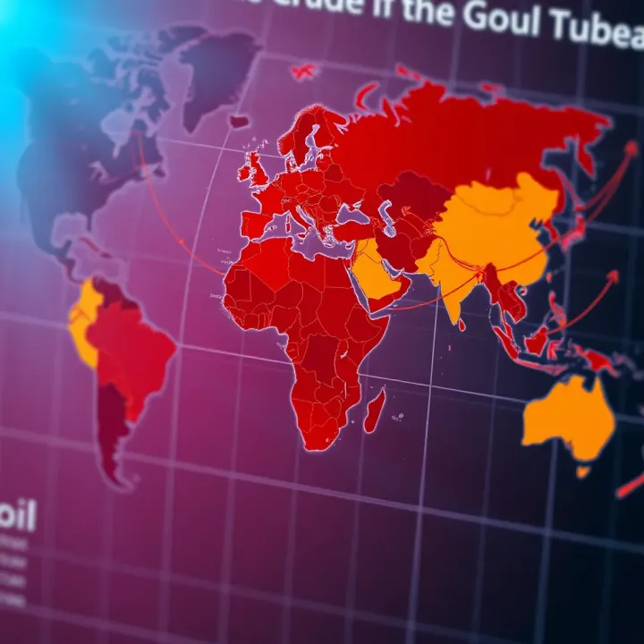 Global map highlighting major crude oil producing countries and trade routes