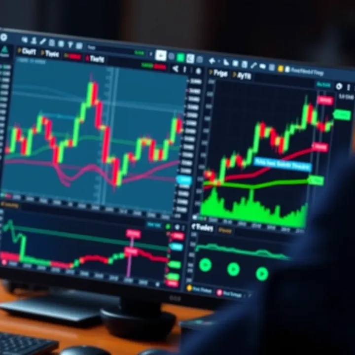 Detailed trading charts with multiple indicators and order types featured on cTrader platform