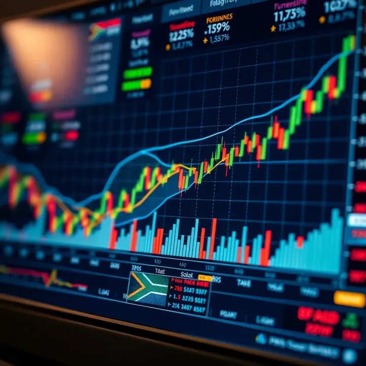 Graphical representation of South African currency trends integrated with financial indicators highlighting local market factors