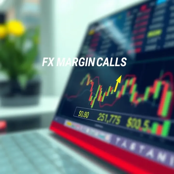 Diagram illustrating the concept of margin calls in forex trading with fluctuating currency exchange rates and account balance warning