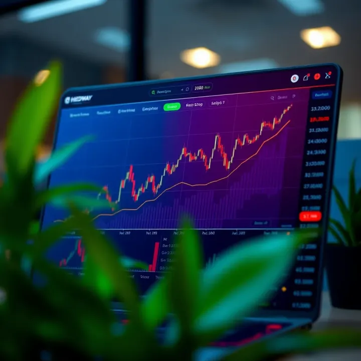 Graph showing trading platform features and analysis tools available on Headway Broker