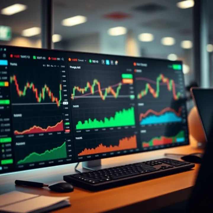 Dashboard of trading platform with tools for market analysis and position tracking
