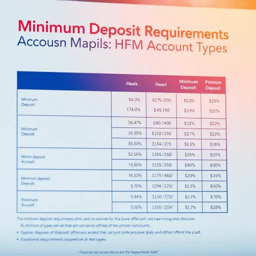 Chart illustrating different minimum deposit requirements for various HFM account types