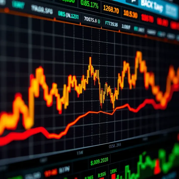 Graph showing rapid currency exchange rate fluctuations representing high-frequency forex trading activity