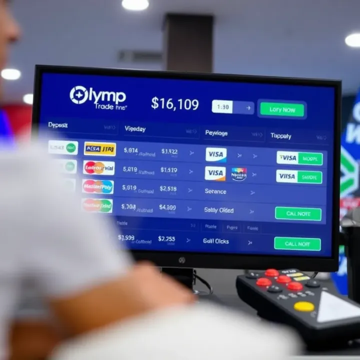 Overview of Payment Methods for Olymp Trade Deposits Digital currency exchange interface with various payment options displayed on a screen