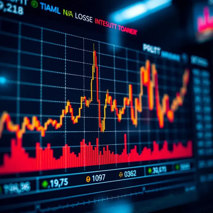 Profit and Loss Trends in Financial Performance Financial chart displaying profit and loss trends over time with highlighted data points