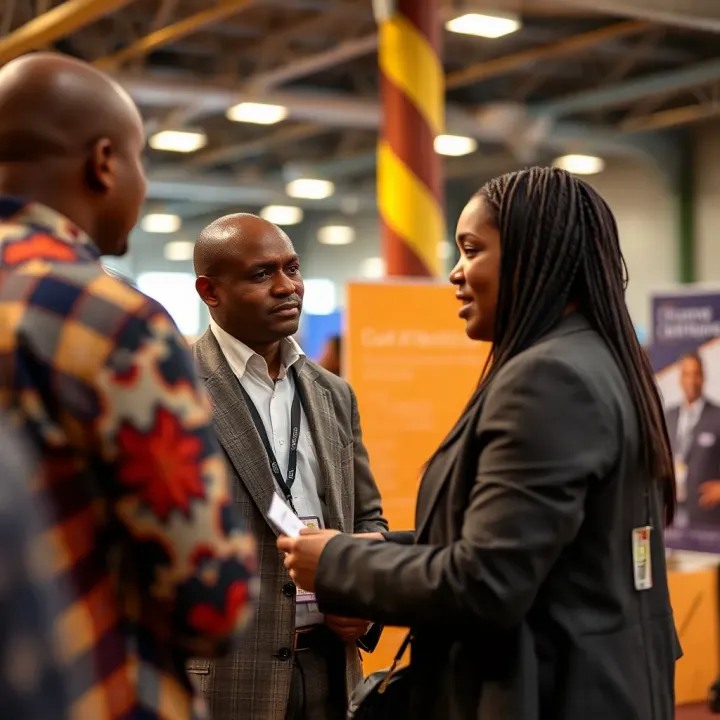 A professional interacting with consumers to promote a brand at a local event in South Africa