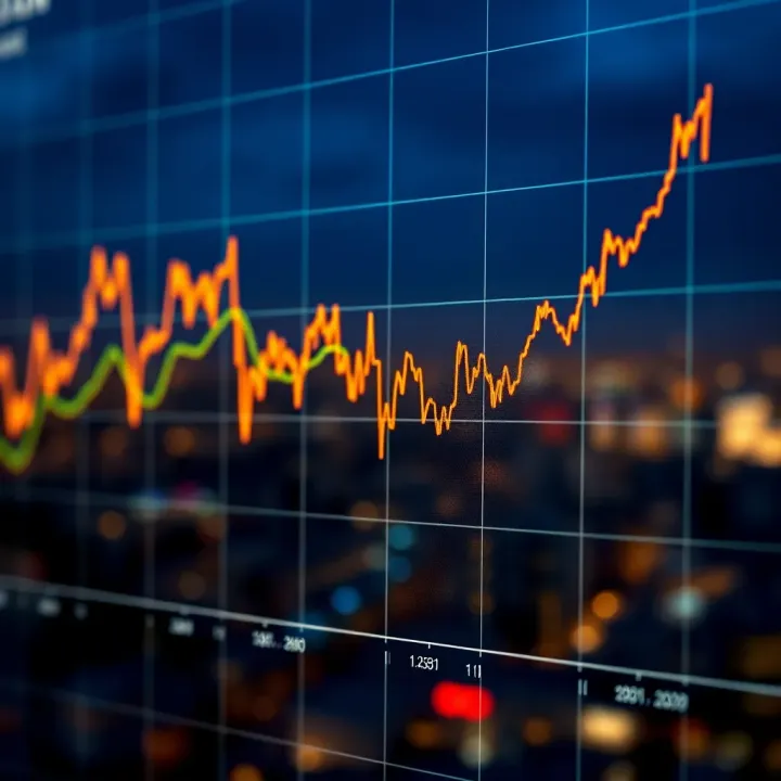 Graph showing upward and downward trends in South African stock market indices