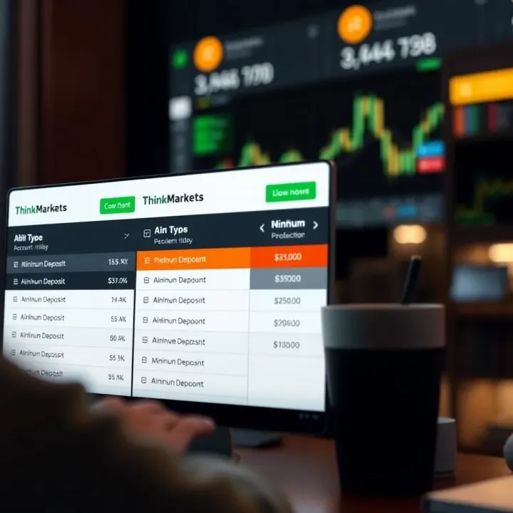 ThinkMarkets Account Types and Their Deposit Requirements Comparison of different ThinkMarkets account types highlighting minimum deposit requirements
