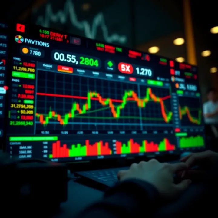 Deriv platform interface showing binary options trading dashboard with essential market data