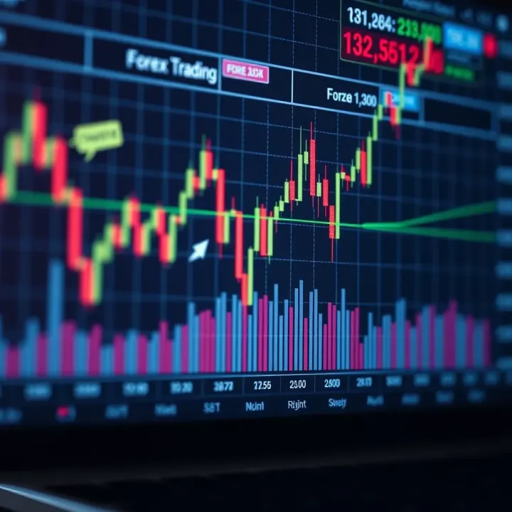 Graph showing forex market trends with algorithmic trading interface overlay